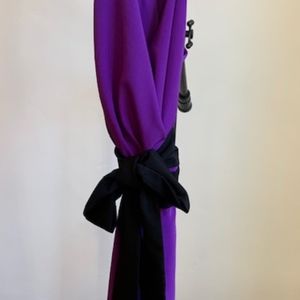 Custom Made Purple and Black Silk Cocktail Dress